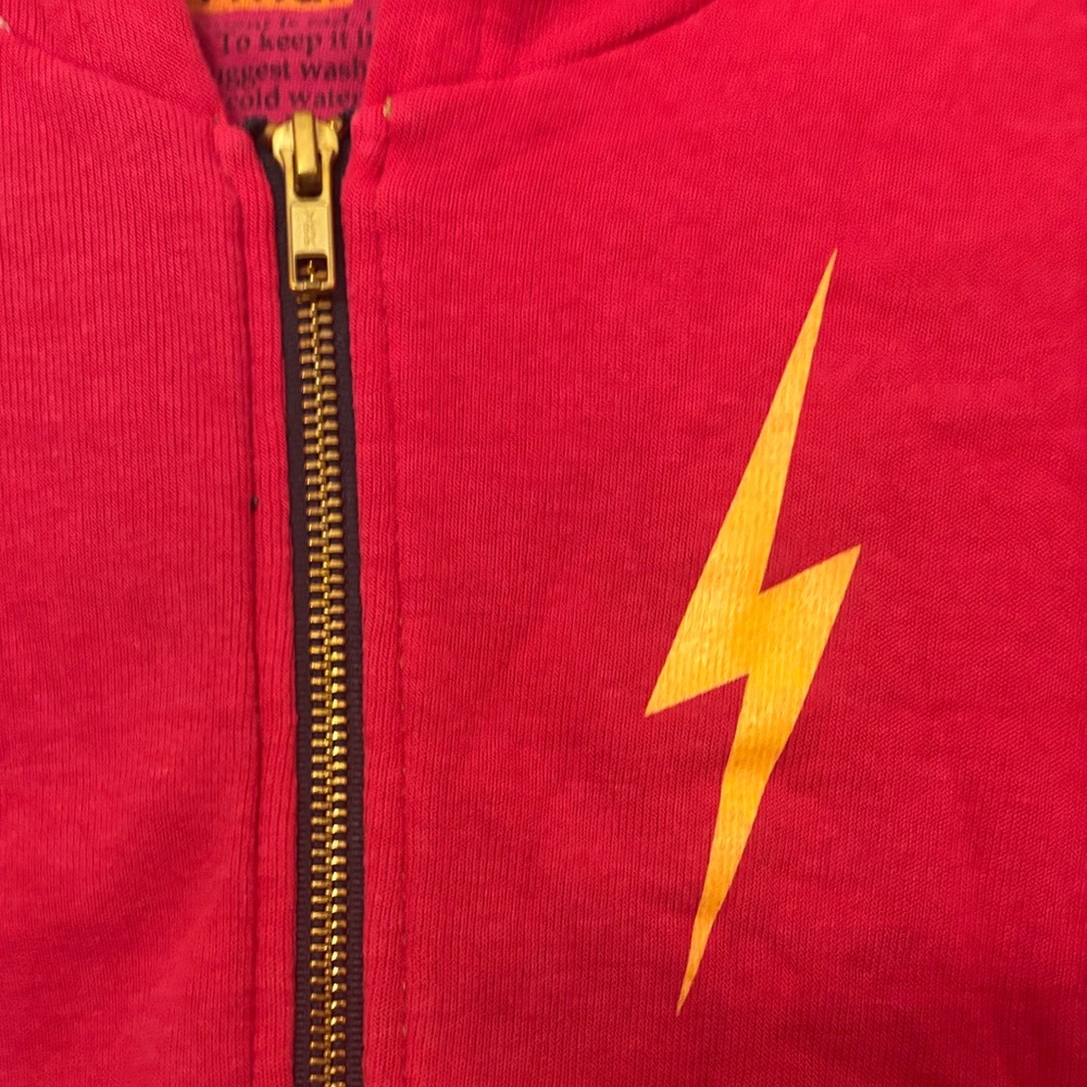 Aviator Nation Kids Hoodie in Vibrant Red with Yellow Lightning Bolt size 14 - Picture 6 of 6
